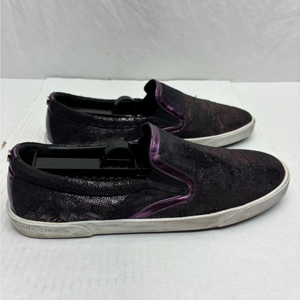 Jimmy Choo Iridescent Purple Slip-On Sneakers, SZ 40.5, box 32 - Picture 3 of 10